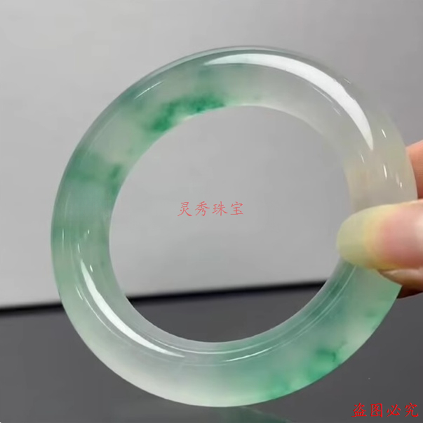 飘花玉石手镯冰种水草玛瑙胖圆条玉镯独龙玉正圈石英岩玉镯子