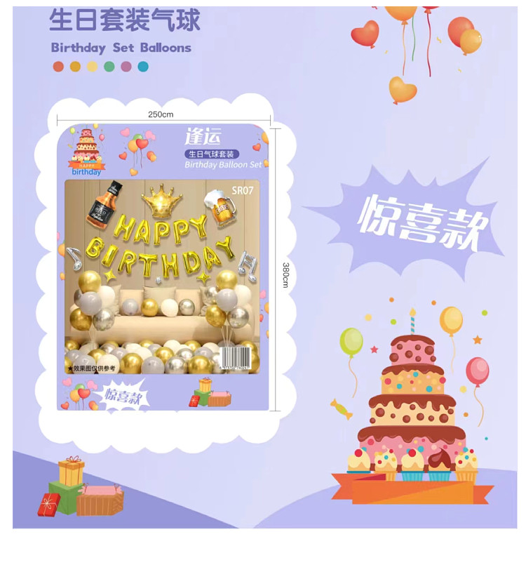逢运牌网红生日快乐气球生日气球套装生日套装气球气球派对18岁成