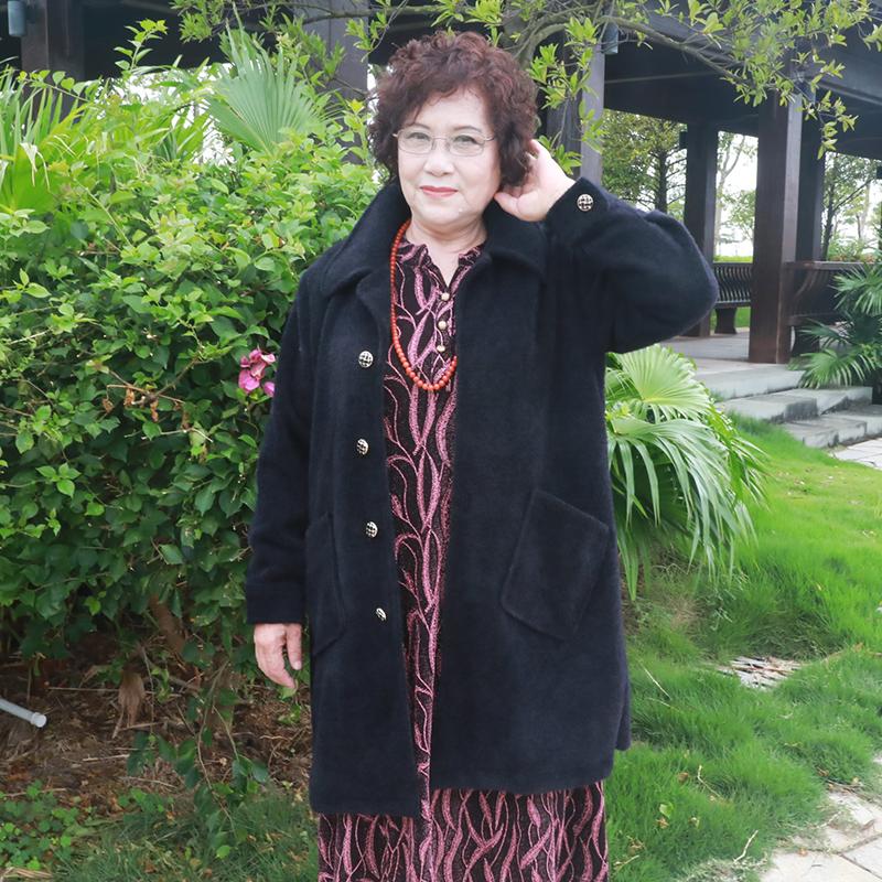 中老年人秋冬水貂绒外套加肥大码胖妈妈中长款宽松显瘦有内衬大衣