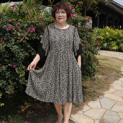 加肥大码妈妈装夏宽松碎花连衣裙