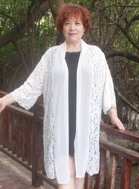 中老年风蕾丝加肥胖妈妈空调开衫