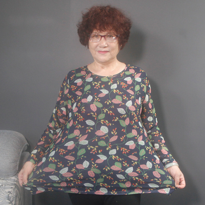 长袖女士加肥奶奶网纱t恤打底衫