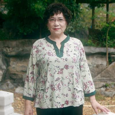 中老年七分袖上衣加肥大码胖妈妈