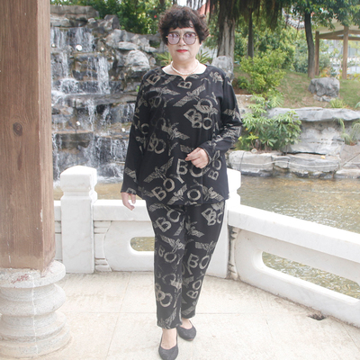 时尚风套装新款胖妈妈上衣裤子