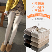 螺纹显瘦踩脚袜裤 加绒竖条打底裤 女外穿燕麦白纯棉加厚秋冬保暖裤