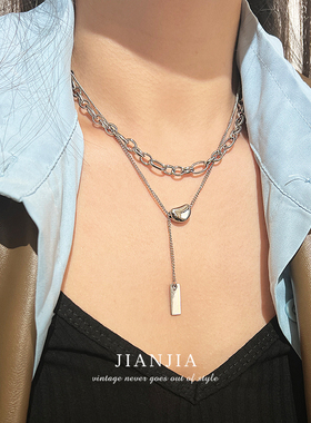 钛钢不掉色双层叠戴项链