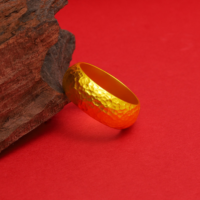 和源戒指足金999古法实心泥鳅背