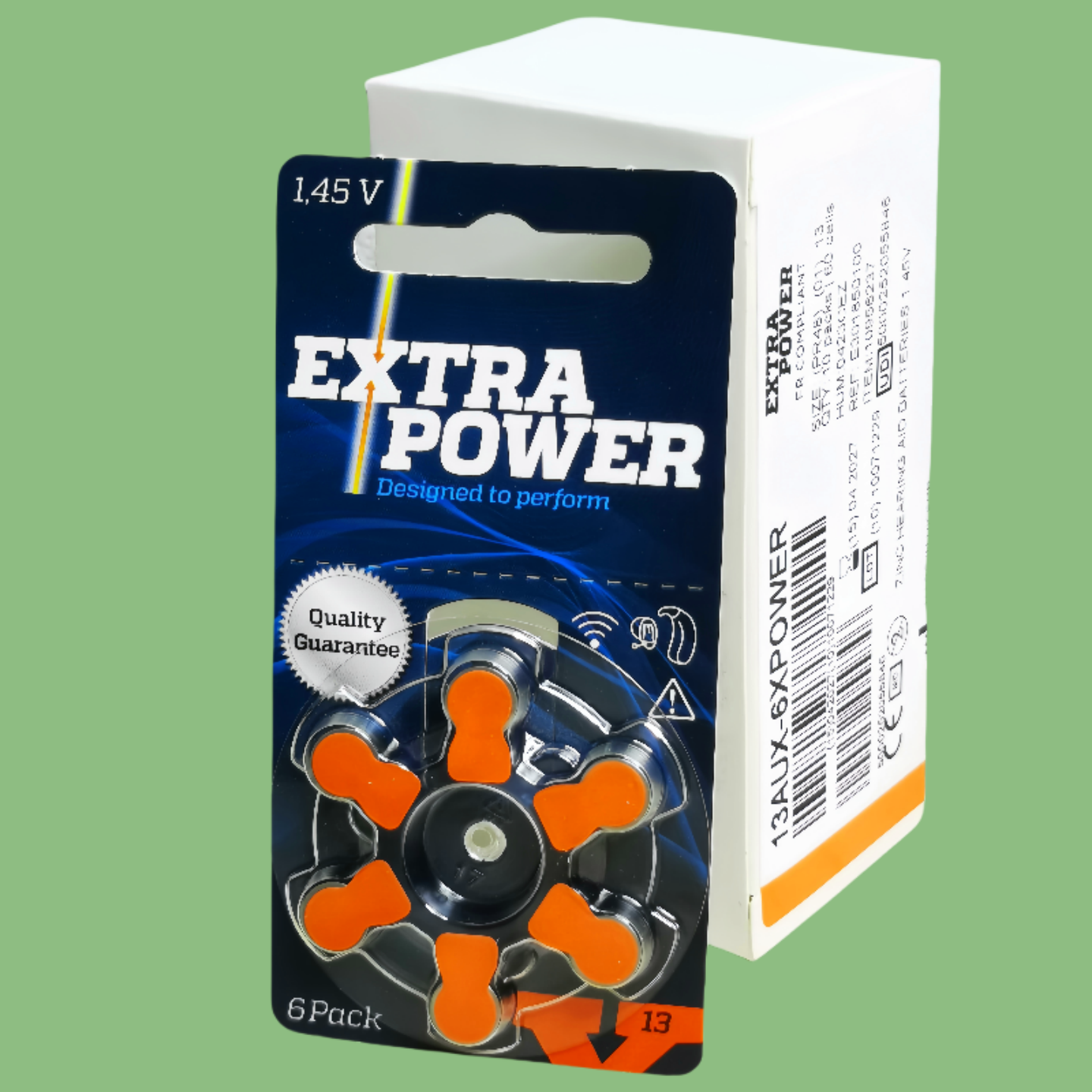 助听器电池a13号英国进口EXTRAPOWER雷特威P13MF助听耳机纽扣电池