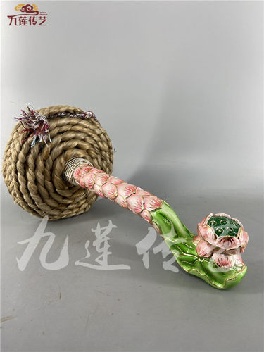 木雕莲花法鞭法绳莲花手炉宗教办事用品樟木手工雕刻九莲木雕 - 封面