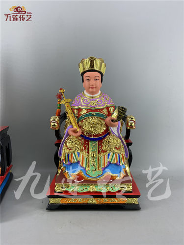 陈靖姑三奶夫人古典漆线雕香樟木
