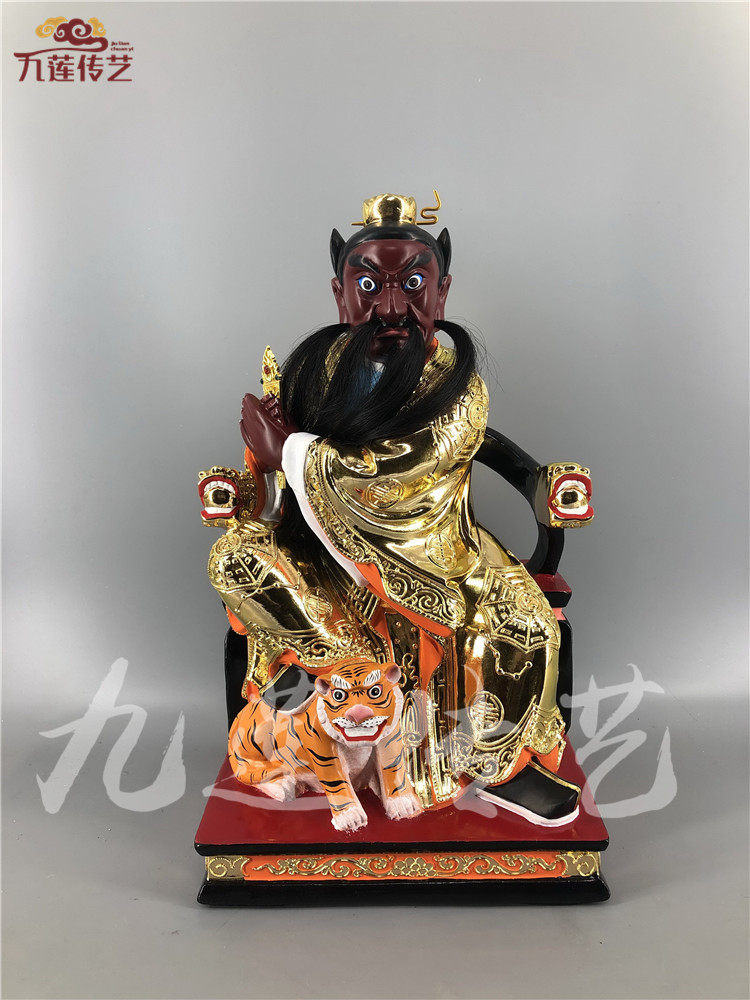 木雕神像张天师张道陵正一盟威道创始人香樟木传统漆线雕九莲木雕