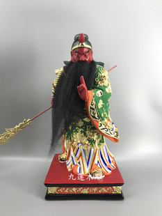 木雕神像关公关帝圣君关二爷关羽香樟木漆线雕九莲木雕供奉摆件