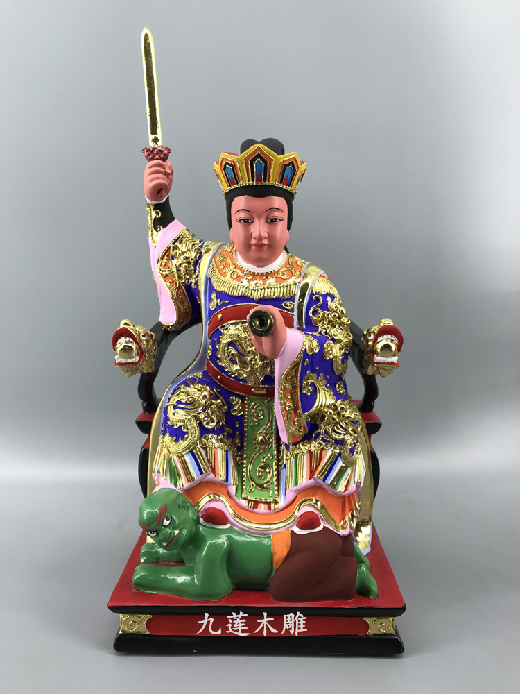 香樟木古典漆线雕陈靖姑三奶夫人