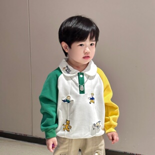 2026新款男童卫衣日系原田儿童卫衣秋装可爱女宝卡通玩偶刺绣上衣