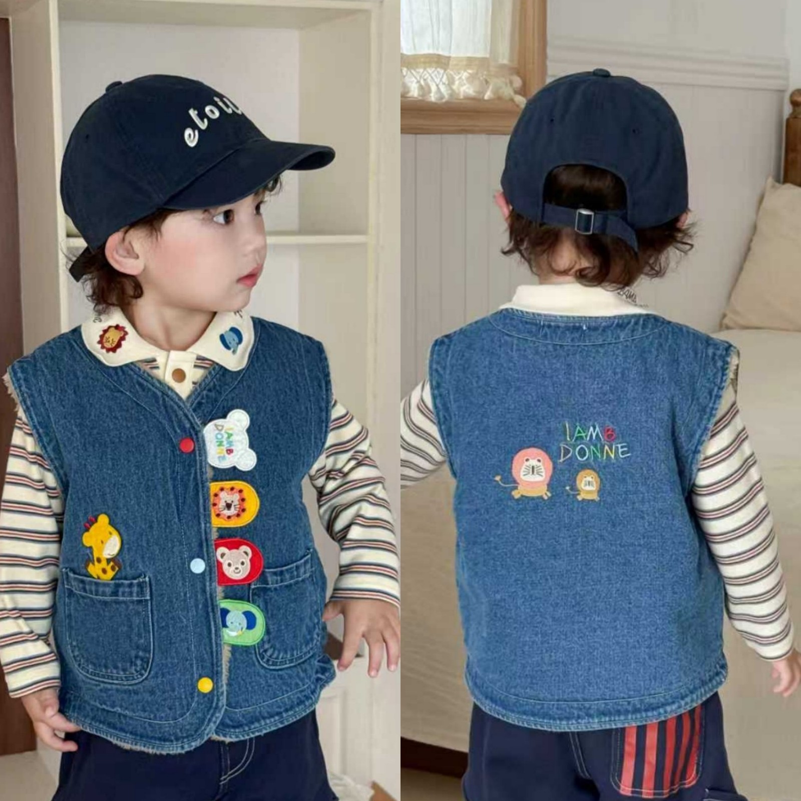 小熊儿童马甲新款儿童牛仔背心潮卡通刺绣男女童可爱百搭马甲,童装/婴儿装/亲子装,马甲,淘宝优惠券,粉丝福利购,淘宝优惠卷