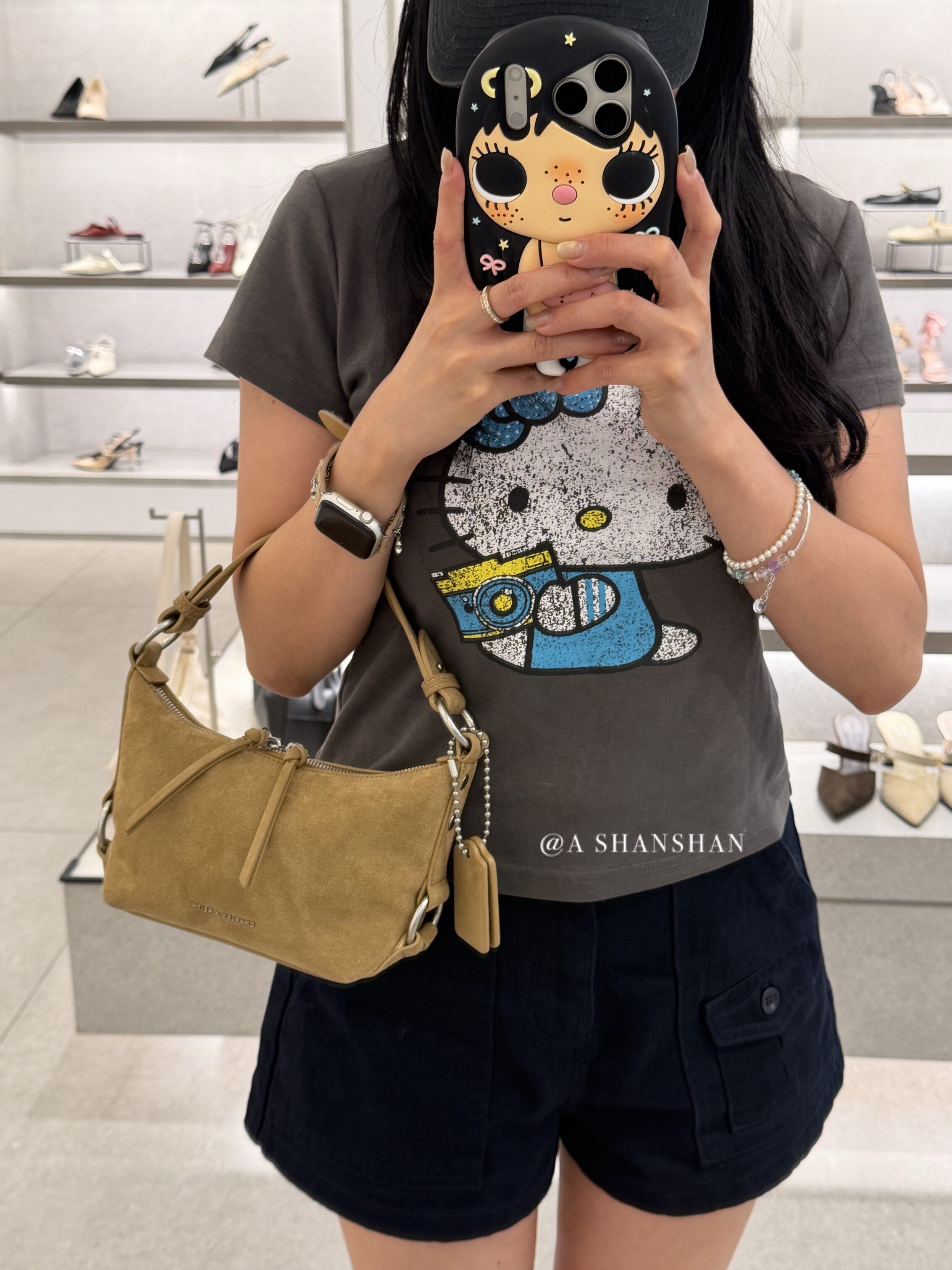 【珊珊家不退换】CK新品CK2-50151686-1绒面多背法手提斜挎腋下包