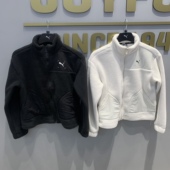 PUMA彪马女子秋冬新款 白色羊羔绒拉链立领夹克休闲运动外套586612