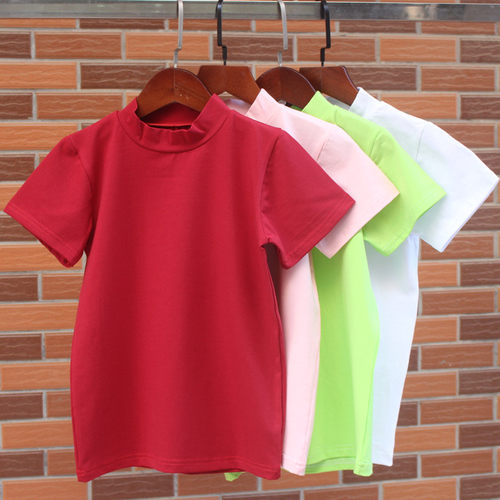 立领男童女童纯色背心短袖T恤