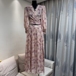 套装 超值特价 上衣半身裙时尚 绑带灯笼袖 Luo碎花两件套女 一片式