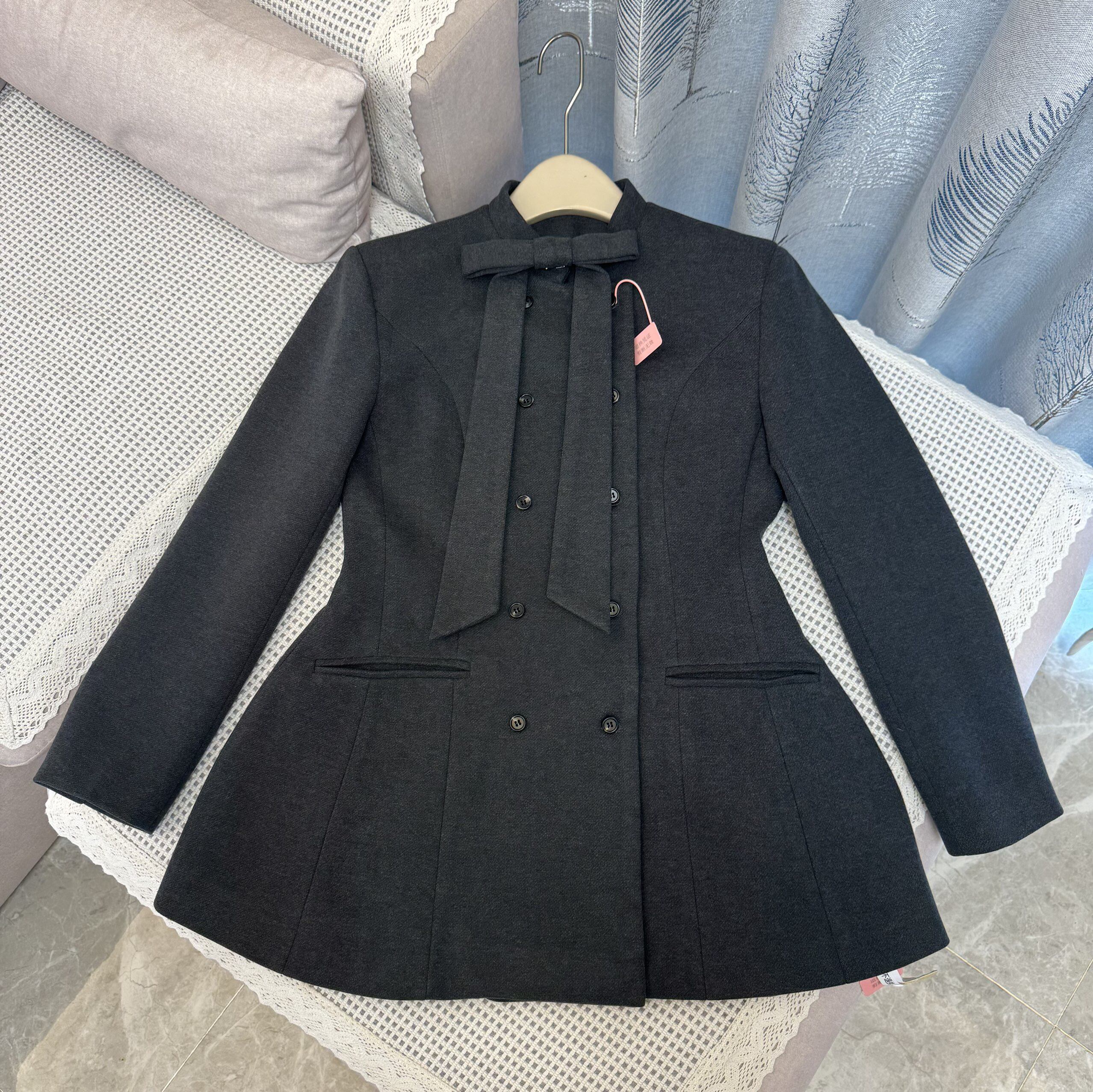 超值特价！朵朵 DuoDuo高级感沙漏腰双排扣掐腰立领毛呢外套裙