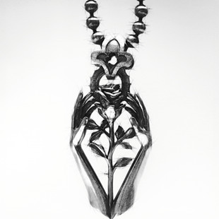 铁头的店 Mad Graffi 玫瑰 守护吊坠 双臂捧花磨砂做旧 纯银吊坠