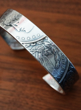 摩根银币手镯铁头的店全手工情侣