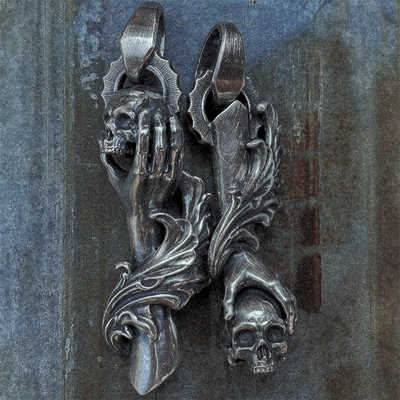 铁头的店 Mad Graffi 骷髅吊坠 巴洛克唐草手臂纯银吊坠 银饰挂件