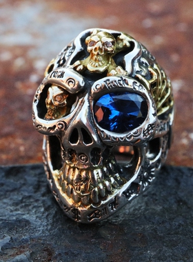 骷髅戒指铁头的店银鎏金宝石