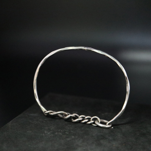 铁头的店 Werkstatt Munchen锤打银条链条手镯 925银 男女潮流款