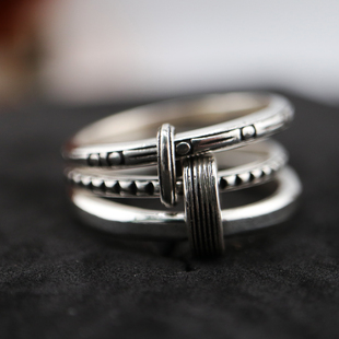 铁头的店 Werkstatt Munchen 手工浮雕三环链接戒指 指环