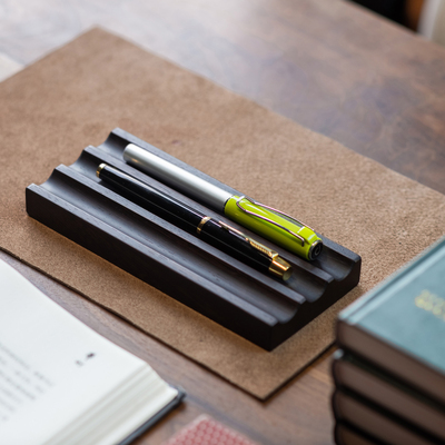 纯手工实木崖豆木笔搁单槽双槽笔托红木三槽钢笔架签字笔通用笔卧