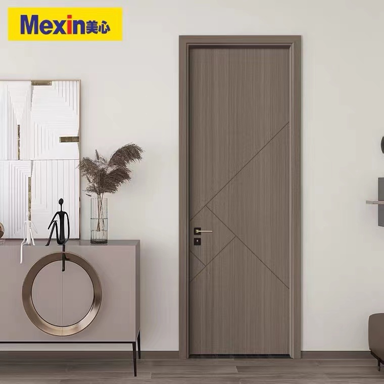 美心木门实木复合实木贴板平开卧室房间门现代简约隔音烤漆套装门