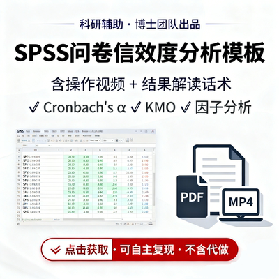 SPSS问卷信效度分析模板（含操作视频+结果解读话术）
