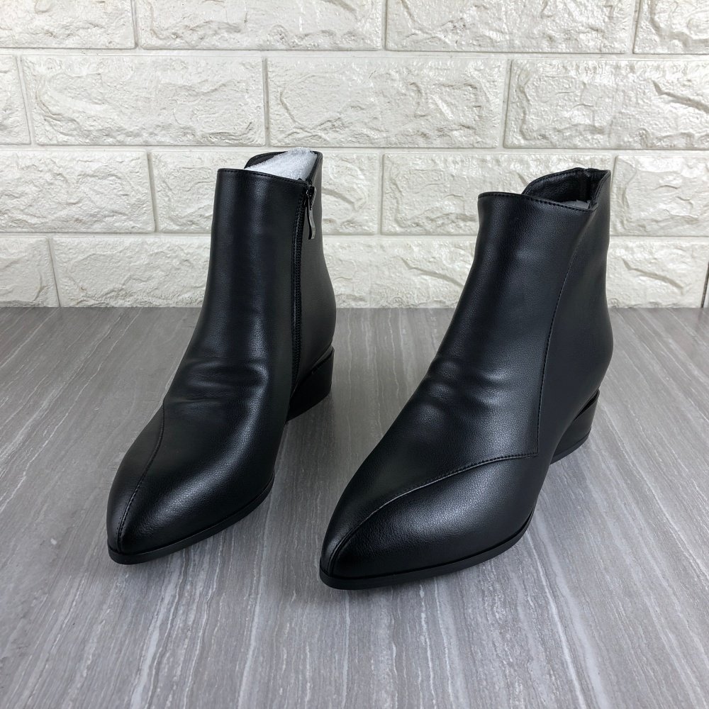 商场撤柜新款真皮牛皮女靴低跟尖头时尚侧拉链短靴通勤皮鞋靴子,女鞋,时装靴,淘宝优惠券,粉丝福利购,淘宝优惠卷