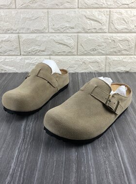 真皮女鞋厚底勃肯拖鞋包头半拖