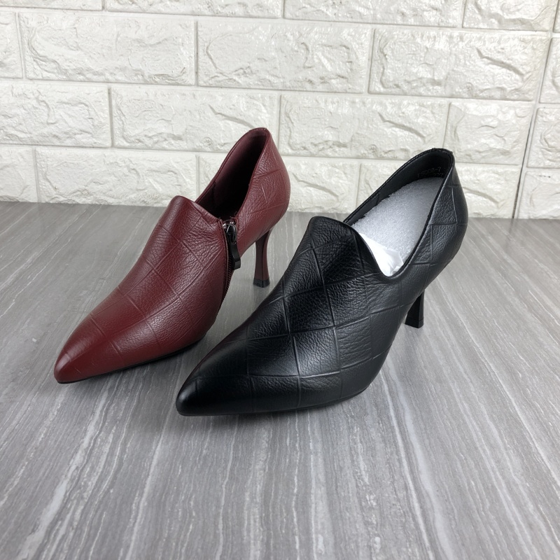 真皮女鞋尖头高跟深口单鞋皮鞋