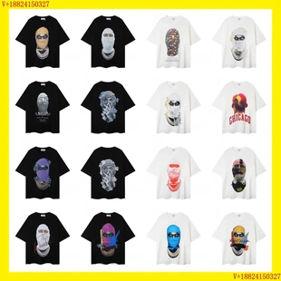 外贸怪奇物语ins明星同款珍珠蒙面人面罩情侣宽松短袖T恤