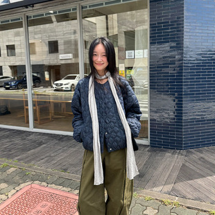 新款潮搭10.12上新 莱赛尔牛仔棉服外套女冬新复古菱格保暖轻盈棉