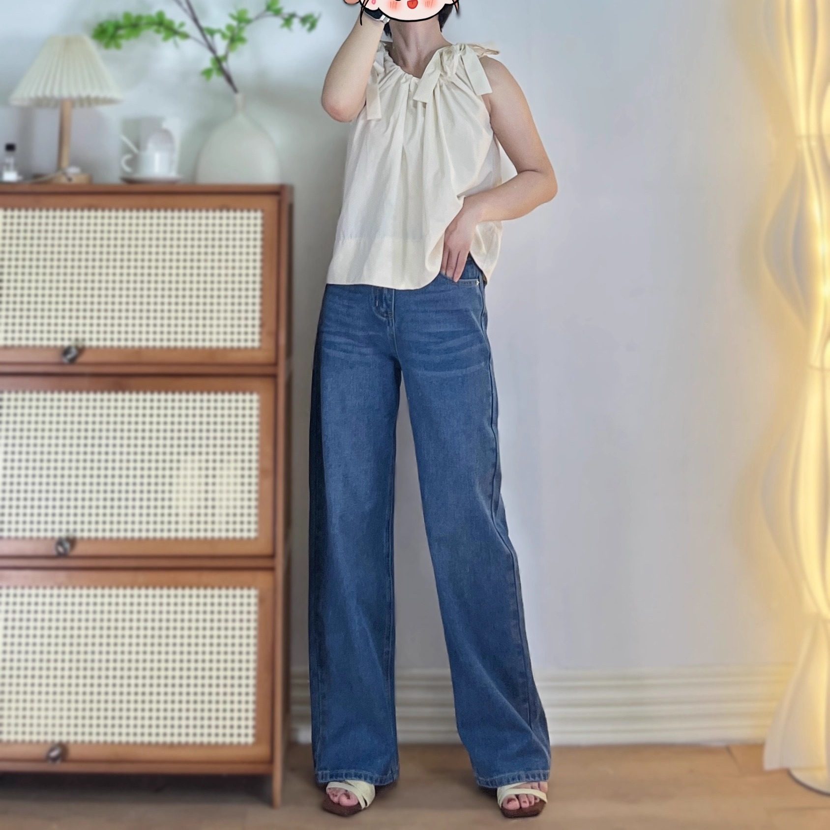 经典蓝新款无弹高腰显瘦直筒牛仔裤女宽松百搭休闲阔腿拖地长裤子,女装/女士精品,牛仔裤,淘宝优惠券,粉丝福利购,淘宝优惠卷