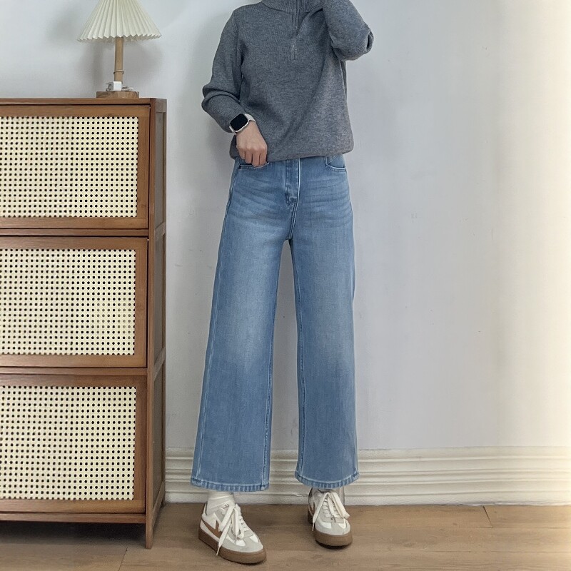 SMX四面弹加厚绒高腰显瘦牛仔裤