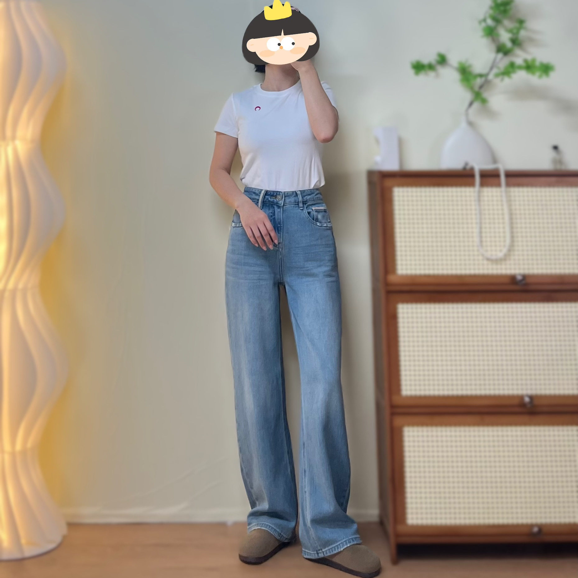 浅蓝色高腰无弹窄版直筒牛仔裤女春季宽松显瘦百搭垂感阔腿长裤子,女装/女士精品,牛仔裤,淘宝优惠券,粉丝福利购,淘宝优惠卷