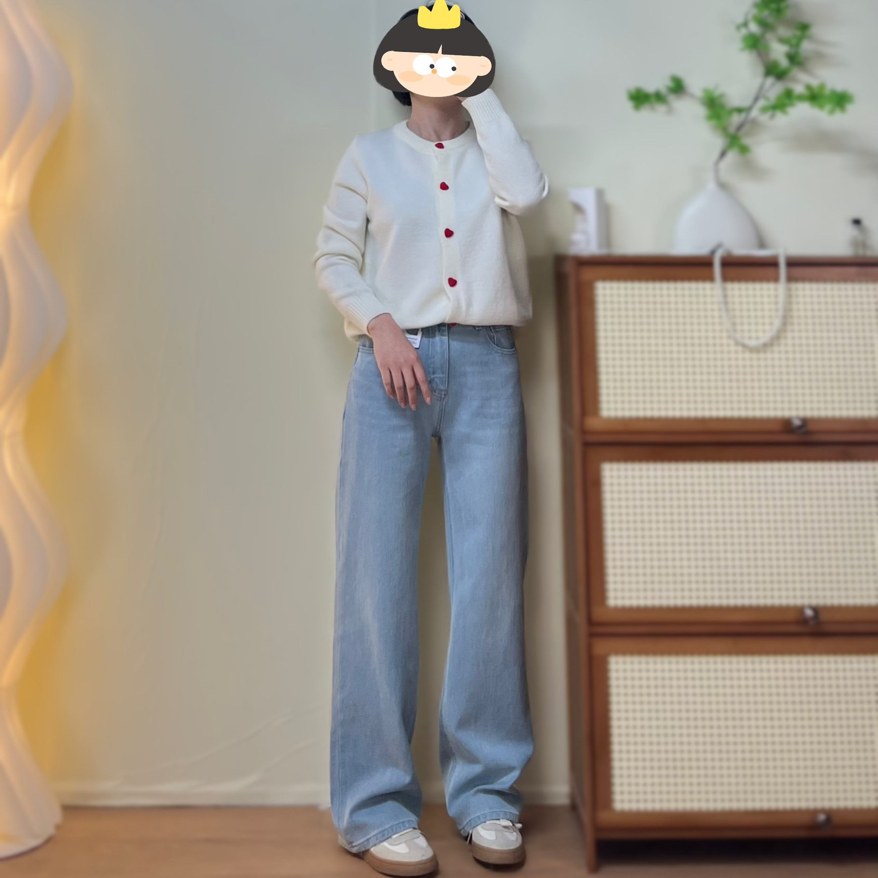 【清仓不退换】四面弹春款浅蓝高腰窄版直筒牛仔裤女新款阔腿长裤