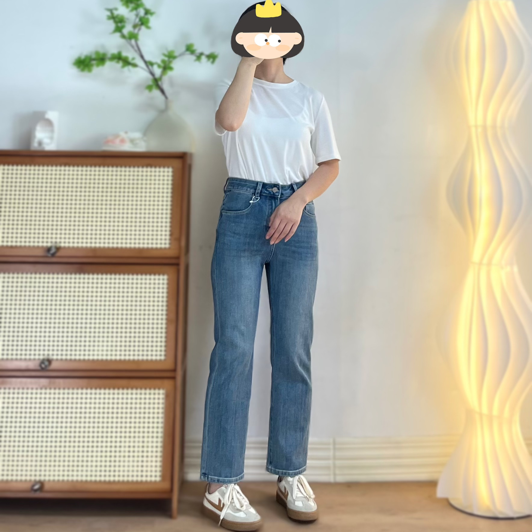 四面弹爆款小个子显瘦直筒牛仔裤