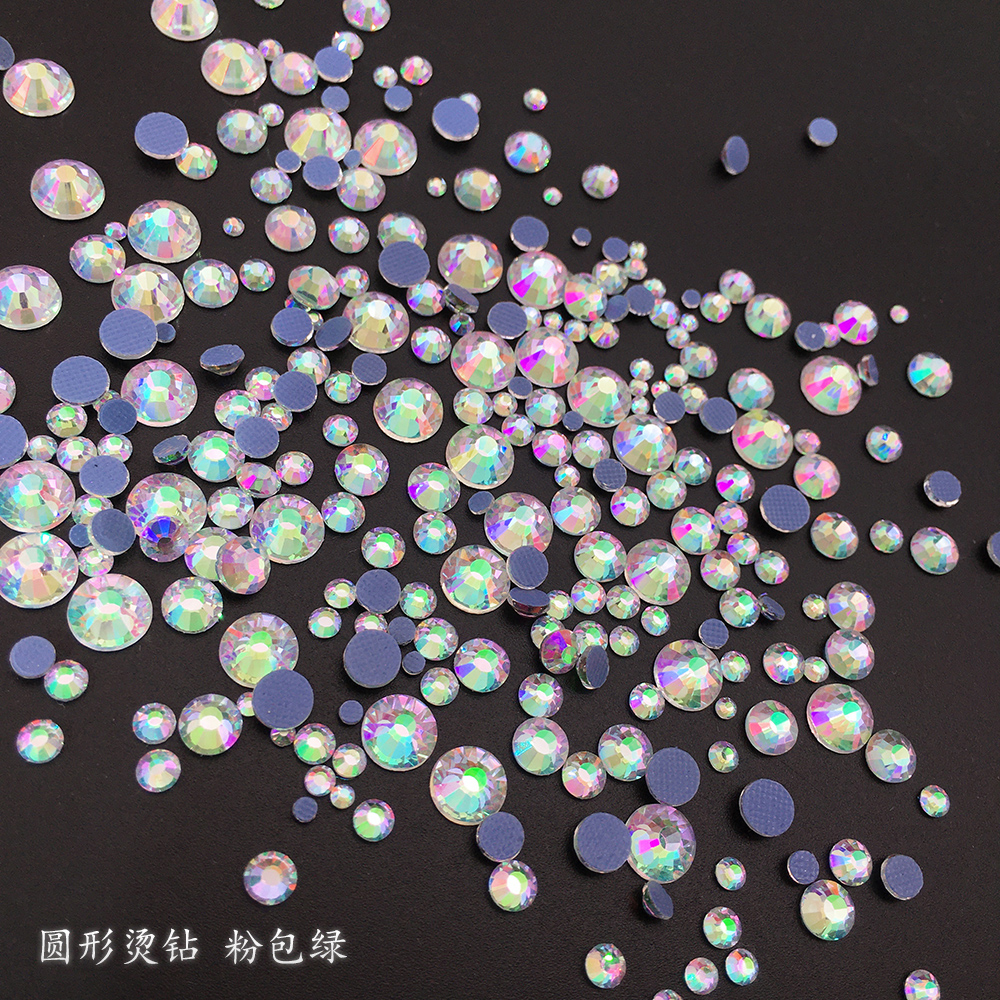 烫钻粉包绿圆形DIYSUNLEAD玻璃