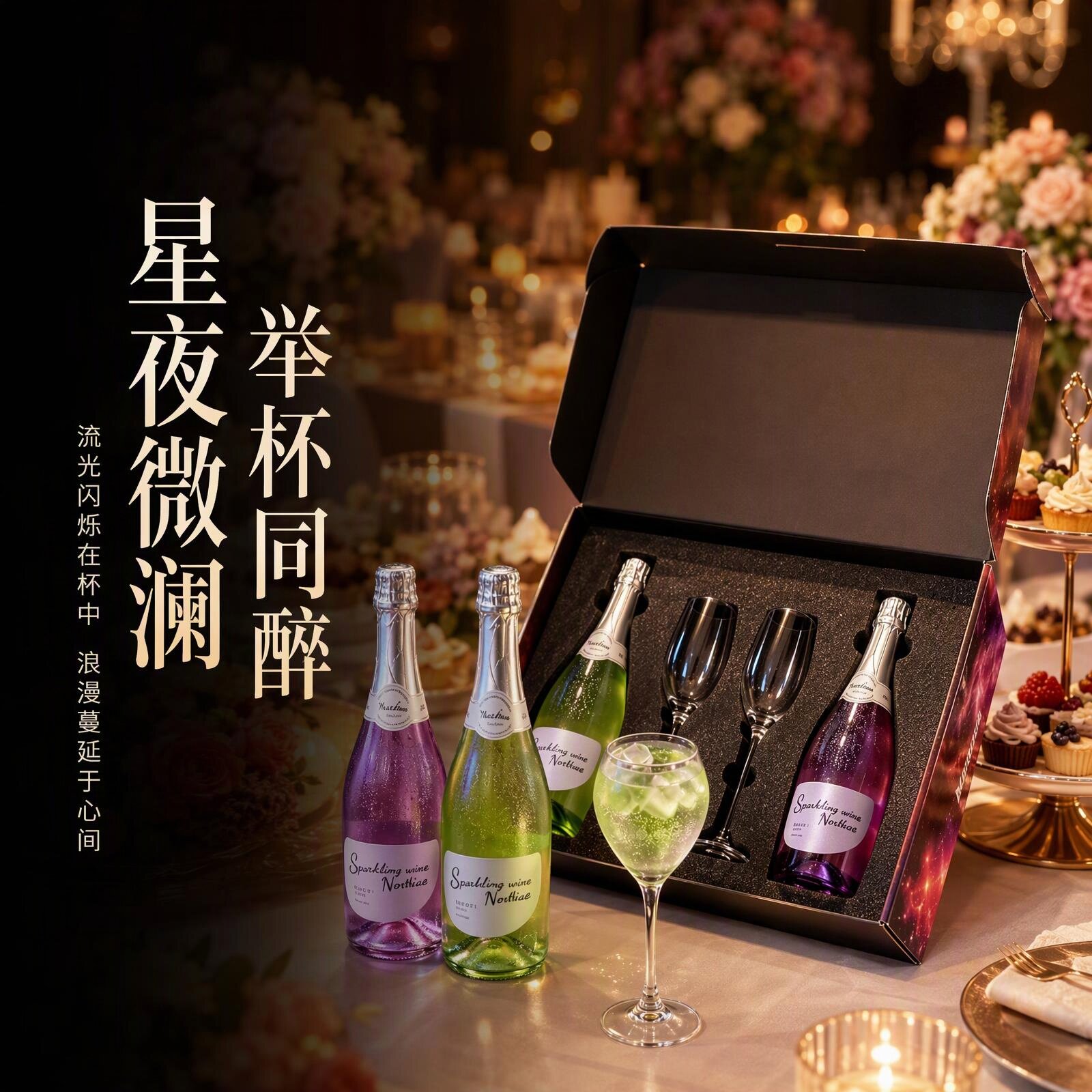 女生酒高颜值礼盒装小甜酒微醺气泡酒礼物伴手礼节日送礼送香槟杯