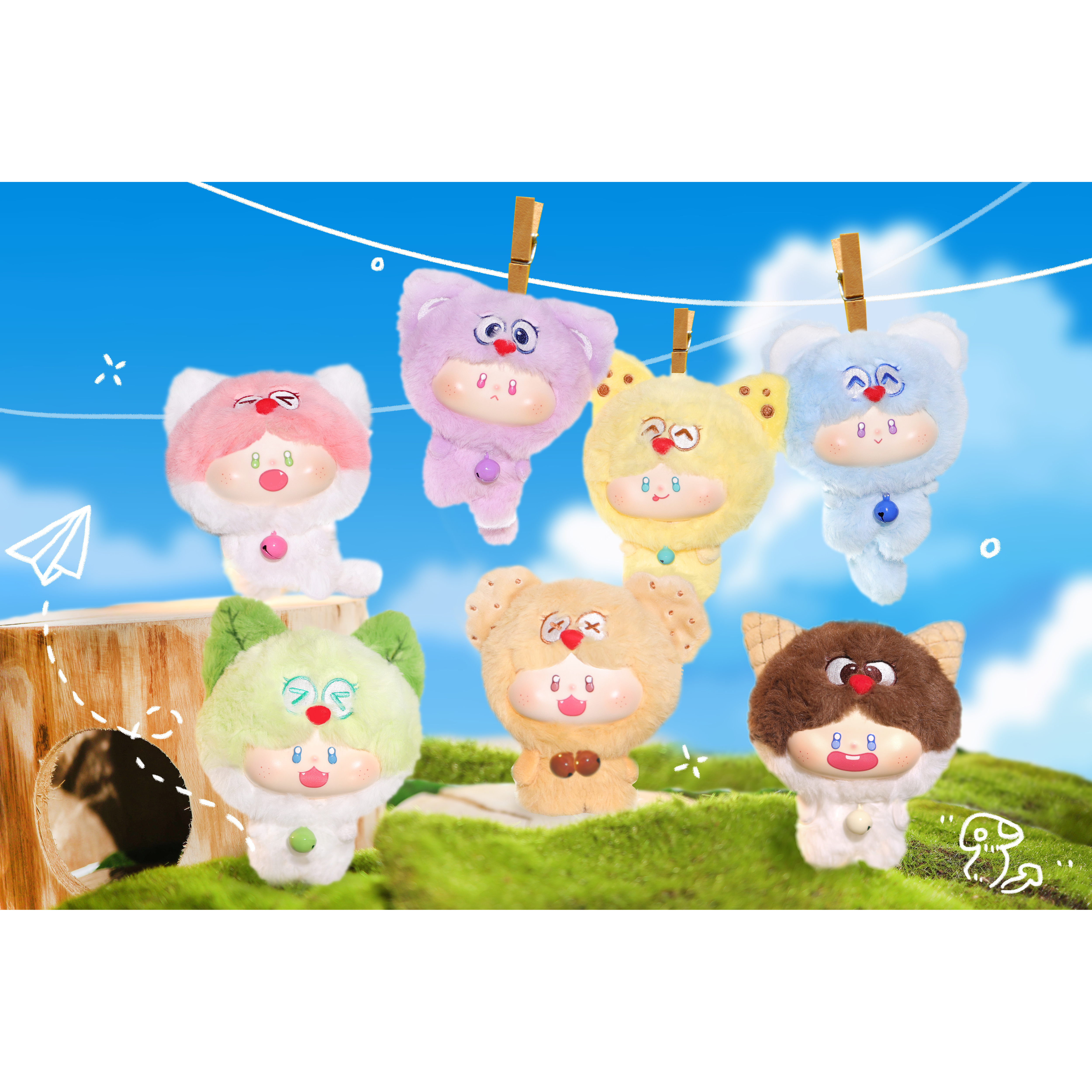 正版 RUNA甜心喵乐园系列 毛绒盲盒 可爱胶脸毛绒挂件礼物 Q萌