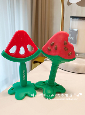 日本本土Edisonmama宝宝婴儿KJC磨牙棒立体西瓜水果玩具牙胶3个月