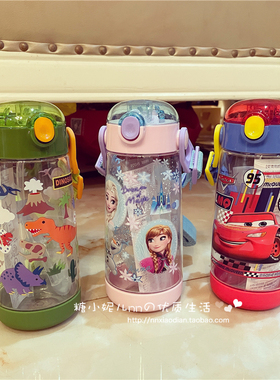 日本Skater恐龙爱莎汽车宝宝儿童幼儿园小学生透明吸管水壶 480ml