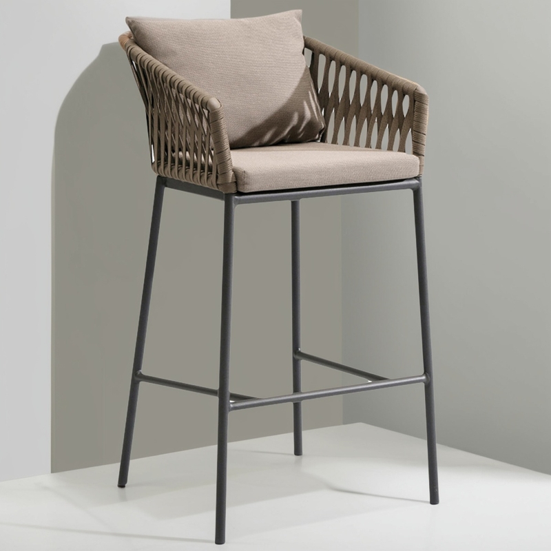 户外吧椅露天高脚椅创意藤椅室外庭院酒吧会所餐厅吧台藤编靠背椅