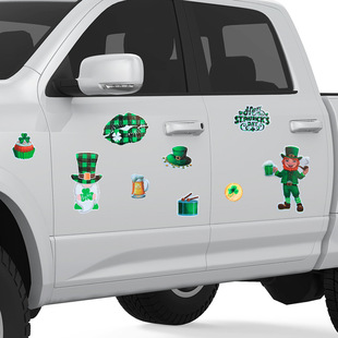 圣帕特里克St.Patrick's Day帽子矮人三叶草磁性反光贴车库铁门贴